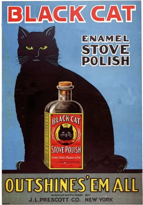 Framed Print : 1920s USA cats black cat enamel stove polish products Framed Print : 1920s USA cats black cat enamel stove polish products
