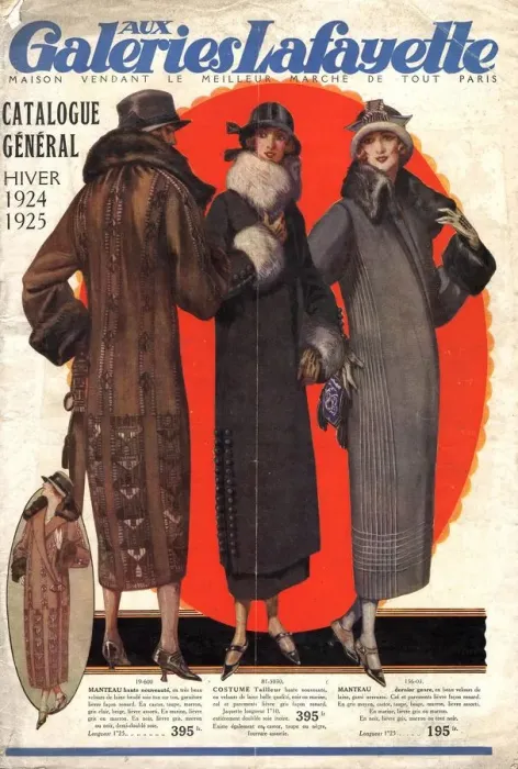 Framed Print : 1924 1920s France catalogues galeries lafayette womens fur