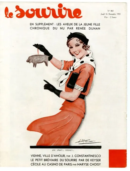 Framed Print : 1930s France Le Sourire Magazine Cover