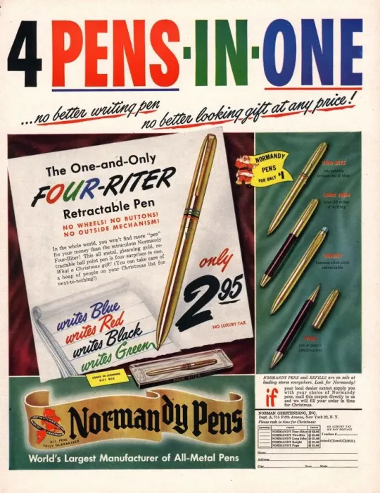 Framed Print : 1948 1940s USA pens pencils normandy biros Framed Print : 1948 1940s USA pens pencils normandy biros