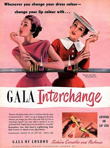 1950s UK gala of london lipsticks lipstick dresses hats womens make-up makeup to for