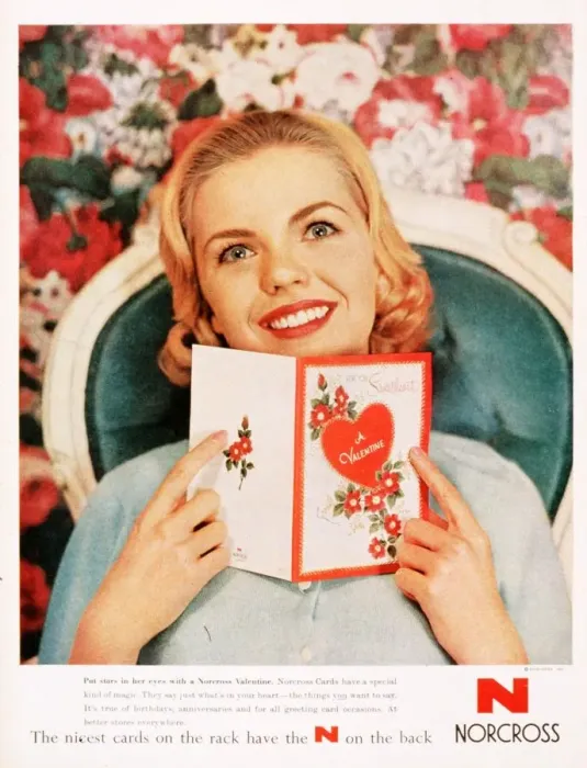Framed Print : 1950s USA cards valentines day love norcross valentines