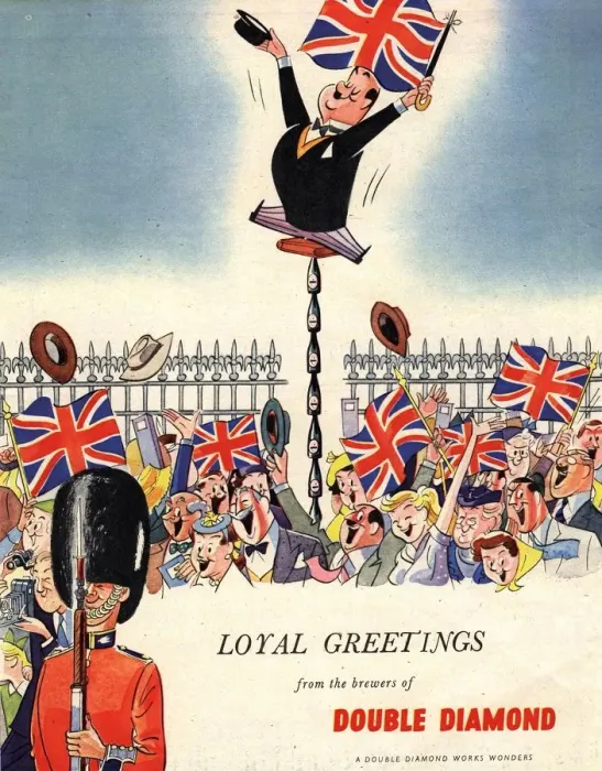 Framed Print : 1953 1950s UK double diamond coronation union jack flags
