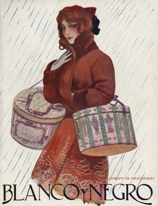 Framed Print : Blanco y Negro 1921 1920s Spain shopping hats coats raining cc Framed Print : Blanco y Negro 1921 1920s Spain shopping hats coats raining cc