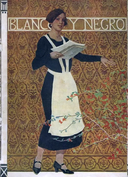 Framed Print : Blanco y Negro 1925 1920s Spain cc magazines maids servants Framed Print : Blanco y Negro 1925 1920s Spain cc magazines maids servants