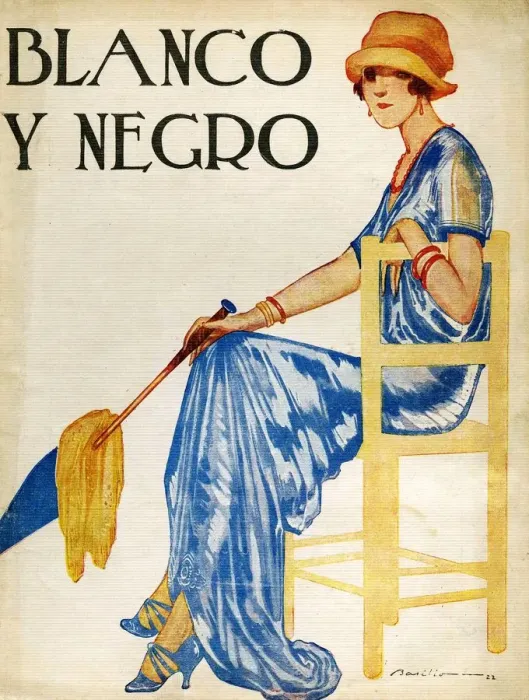 Framed Print : Blanco y Negro 1926 1920s Spain cc dresses hats umbrellas magazines parasols