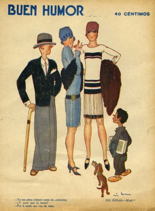Framed Print : Buen Humor 1928 1920s Spain cc magazines humour flirting womens Framed Print : Buen Humor 1928 1920s Spain cc magazines humour flirting womens