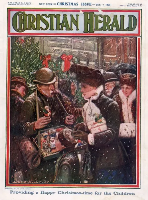 Framed Print : Christian Herald 1904 1900s USA shopping street-sellers magazines Framed Print : Christian Herald 1904 1900s USA shopping street-sellers magazines