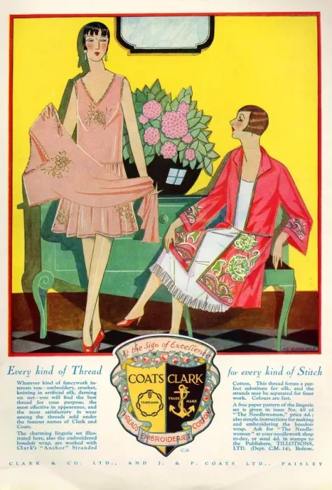 Framed Print : Coats and Clark 1920s UK art deco threads womens cotton Framed Print : Coats and Clark 1920s UK art deco threads womens cotton