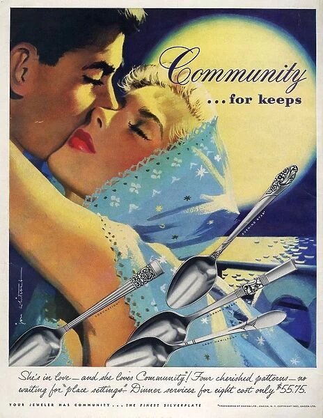Community Cutlery 1952 1950s USA kissing kisses