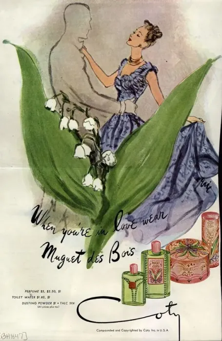 Framed Print : Coty 1940s USA Carl Erickson flowers womens Muguet des Bois iws