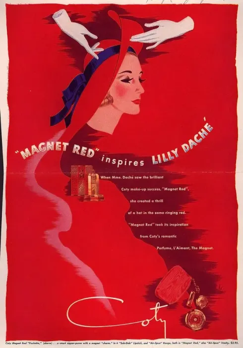 Framed Print : Coty 1940s USA Lilly Dache makeup make-up make up Milliners womens hats iws