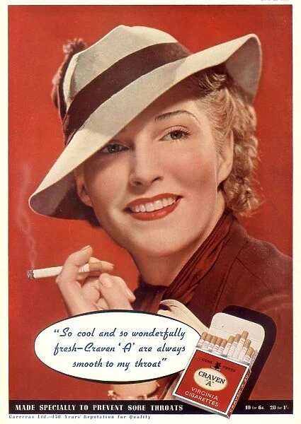 Craven A 1936 1930s USA womens hats cigarettes smoking clothing clothes