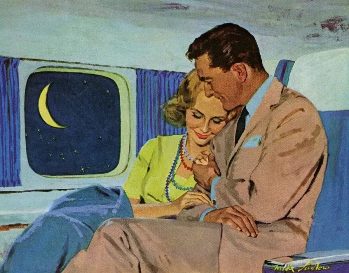 Framed Print : Douglas DC-8 1960s UK aeroplanes embracing hugging