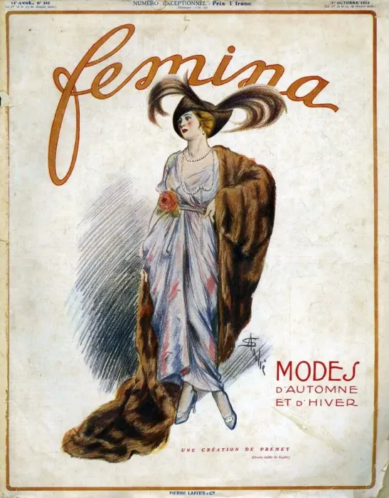 Framed Print : Femina 1913 1910s France cc womens fur hats dresses Framed Print : Femina 1913 1910s France cc womens fur hats dresses