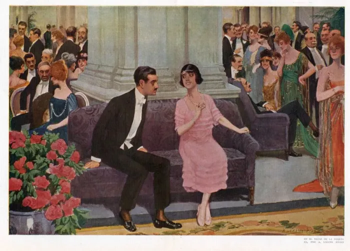Framed Print : Flirting Couple at Ball 1920s France cc balls flirting party