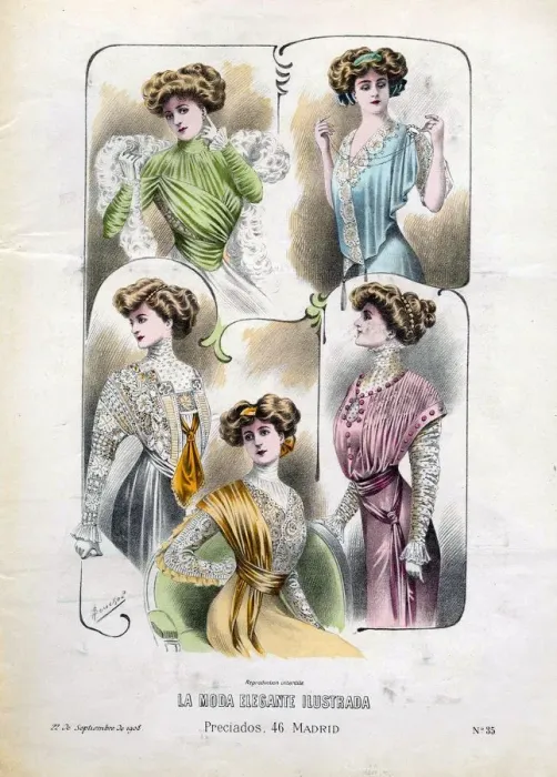 Framed Print : French Fashion 1908 1900s Spain cc womens portraits Framed Print : French Fashion 1908 1900s Spain cc womens portraits