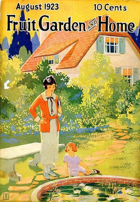 Framed Print : Fruit Garden and Home 1923 1920s USA magazines mothers and daughters gardens ponds Framed Print : Fruit Garden and Home 1923 1920s USA magazines mothers and daughters gardens ponds