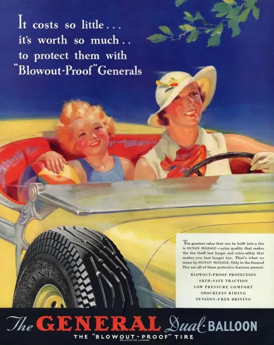 Framed Print : General 1930s USA tyres women woman drivers driving