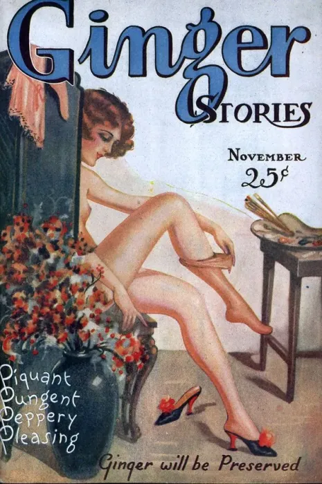 Framed Print : Ginger Stories 1927 1920s USA erotica pulp fiction magazines mens