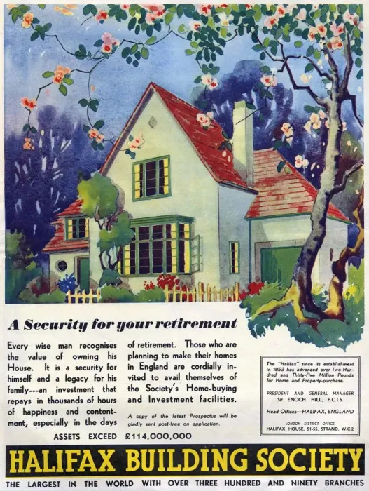 Framed Print : Halifax 1937 1930s UK building societies society houses homes property housing Framed Print : Halifax 1937 1930s UK building societies society houses homes property housing