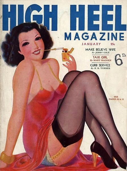 High Heel 1930s USA shoes stockings pin-ups glamour womens portraits magazines nylons