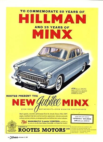 Hillman 1950s UK jubilee edition hillman minx cars