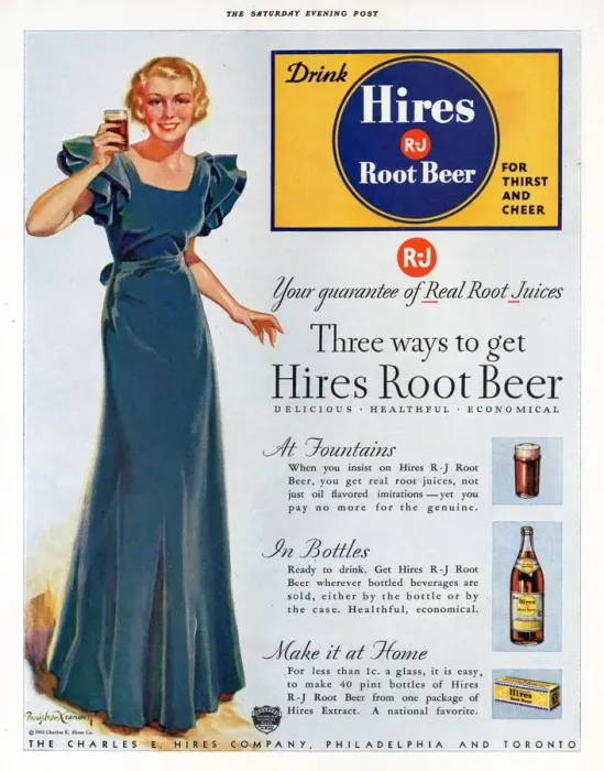 Framed Print : Hires 1930s USA root beer