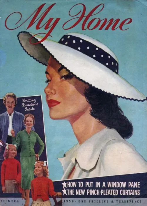 Framed Print : My Home 1956 1950s USA magazines womens hats portraits Framed Print : My Home 1956 1950s USA magazines womens hats portraits