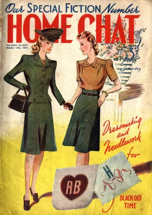 Framed Print : Home Chat 1940s UK women at war make do and mend fashion womens suits dressmaking Framed Print : Home Chat 1940s UK women at war make do and mend fashion womens suits dressmaking