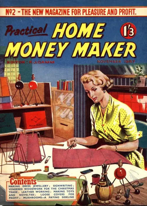 Framed Print : Home Money Maker 1950s UK get rich quick schemes working at home lamps lampshades Framed Print : Home Money Maker 1950s UK get rich quick schemes working at home lamps lampshades