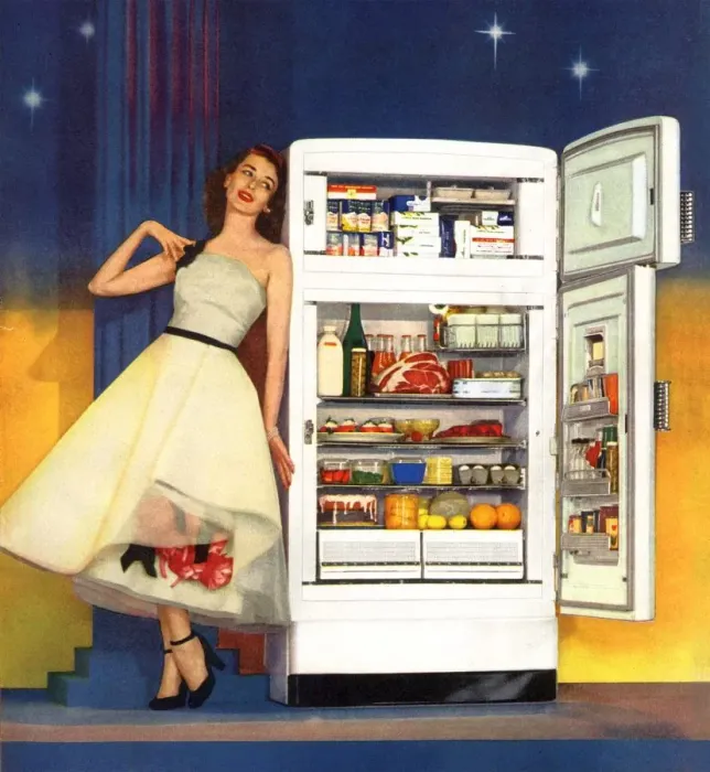 Framed Print : Hotpoint 1951 1950s USA fridges housewives housewife appliances refridgerators refrigerators Framed Print : Hotpoint 1951 1950s USA fridges housewives housewife appliances refridgerators refrigerators
