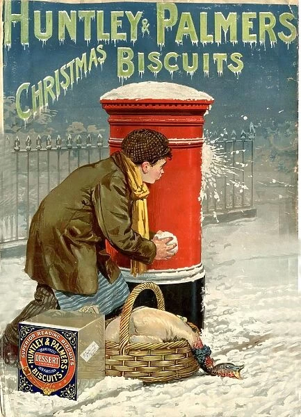Huntley and Palmers 1890s UK biscuits post box boxes snowballs snow winter cold