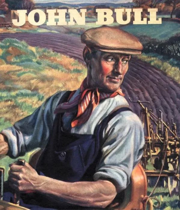 Framed Print : John Bull 1946 1940s UK farms farming farmers tractors magazines
