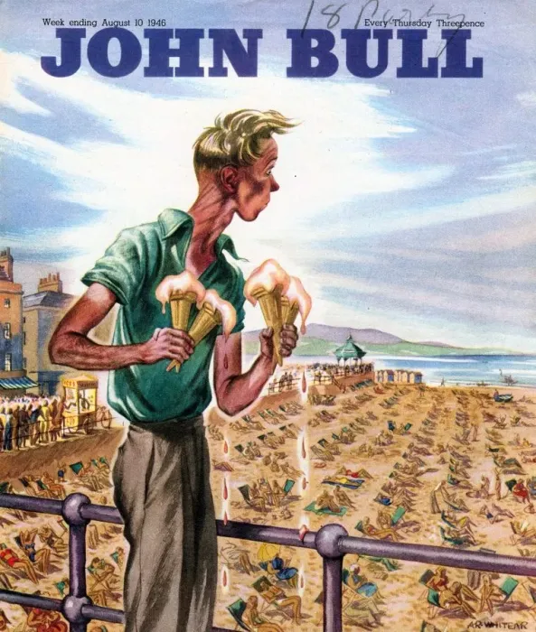 Framed Print : John Bull 1946 1940s UK holidays ice-cream seaside beaches seaside disasters lost Framed Print : John Bull 1946 1940s UK holidays ice-cream seaside beaches seaside disasters lost