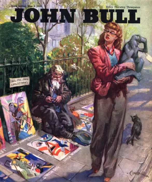 Framed Print : John Bull 1946 1940s UK pavement artists painters magazines Framed Print : John Bull 1946 1940s UK pavement artists painters magazines