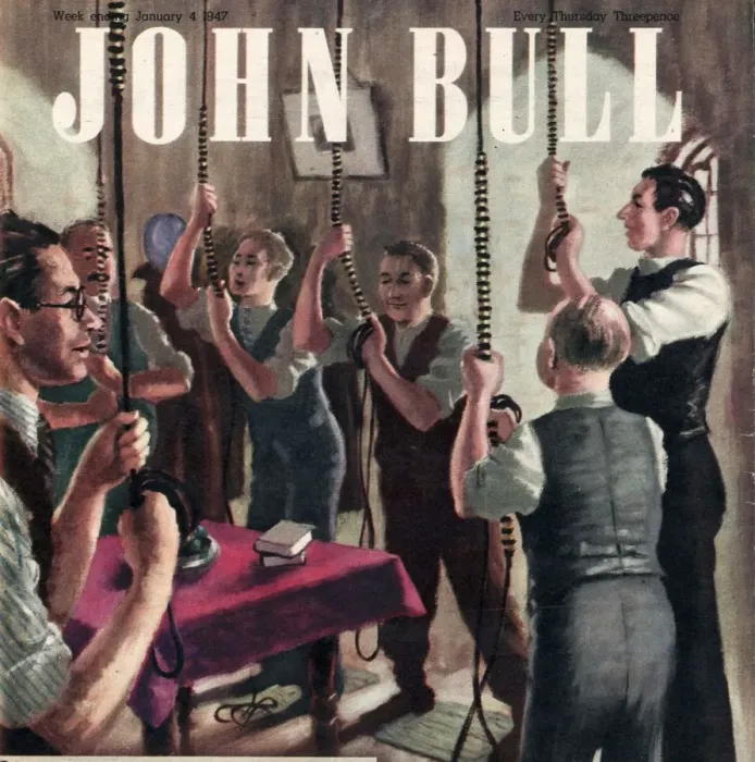 Framed Print : John Bull 1947 1940s UK bell ringing ringers churches magazines