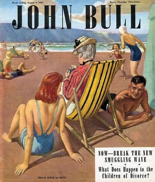 John Bull 1947 1940s UK holidays beaches seaside deck chairs magazines flirting