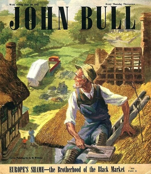John Bull 1947 1940s UK magazines thatched roofing roofs thatcher