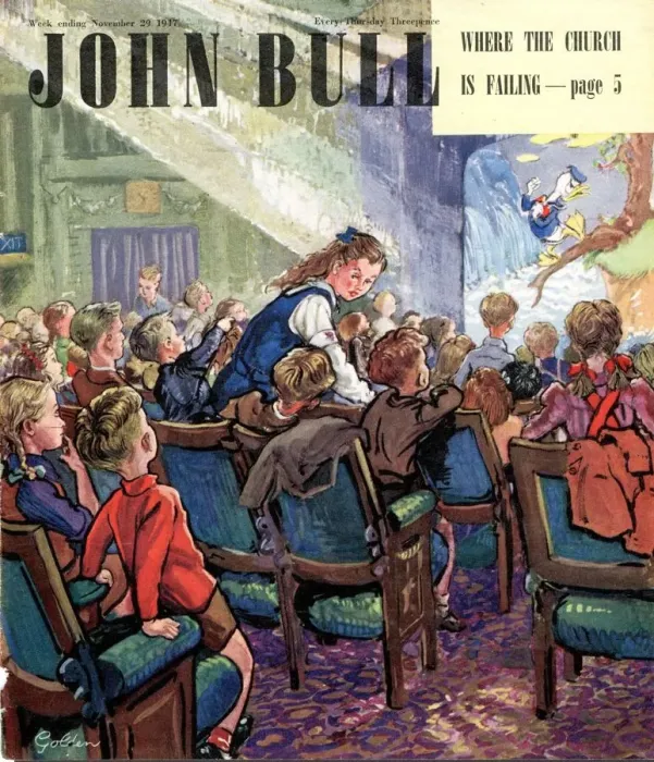 Framed Print : John Bull 1947 1940s UK saturday morning cinema films pictures at the donald duck
