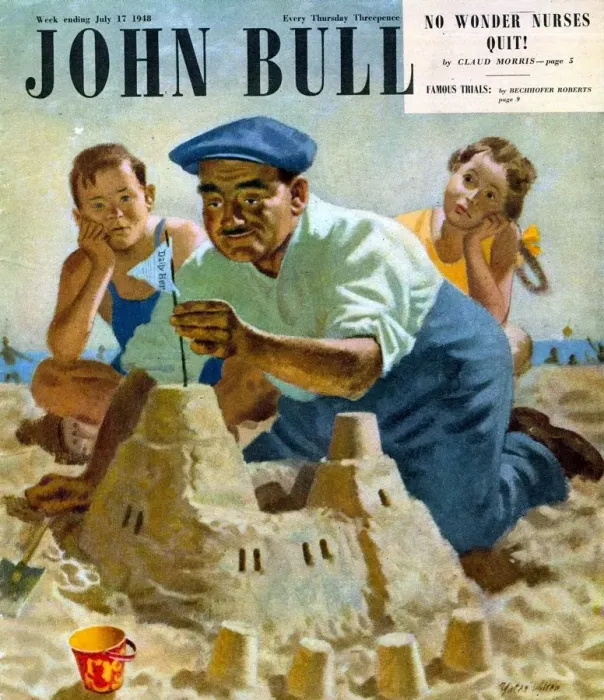 Framed Print : John Bull 1948 1940s UK holidays expressions sand castles flags bored beaches seaside Framed Print : John Bull 1948 1940s UK holidays expressions sand castles flags bored beaches seaside