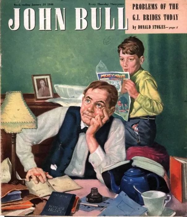 Framed Print : John Bull 1948 1940s UK homework latin comics reading Framed Print : John Bull 1948 1940s UK homework latin comics reading
