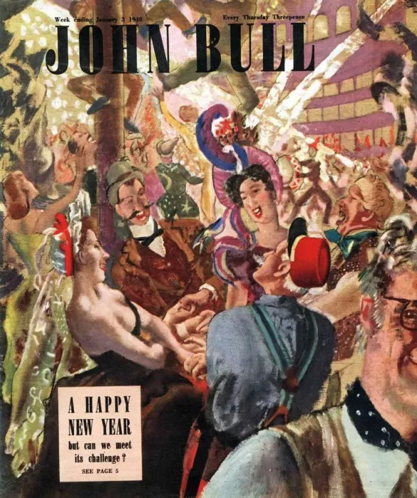 Framed Print : John Bull 1948 1940s UK new years eve party magazines Framed Print : John Bull 1948 1940s UK new years eve party magazines