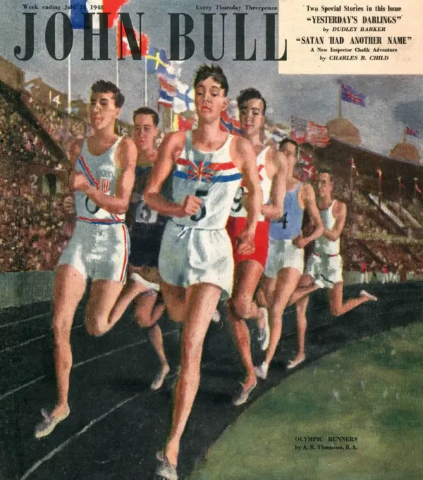 Framed Print : John Bull 1948 1940s UK sports races athletes runners running olympics athletics Framed Print : John Bull 1948 1940s UK sports races athletes runners running olympics athletics