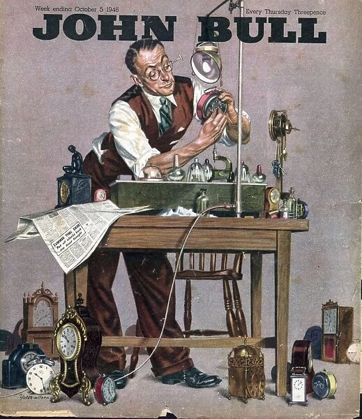 John Bull 1948 1940s UK watch clock repairing menders man clocks magazines repairs