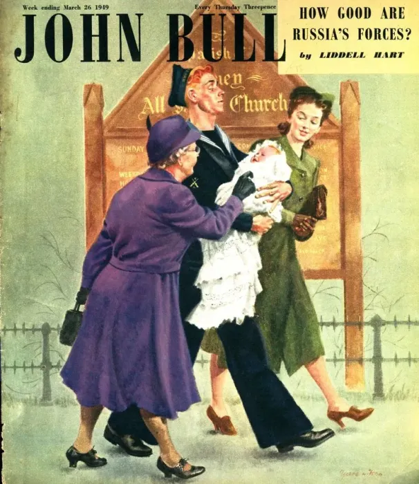 Framed Print : John Bull 1949 1940s UK babies sailors soldiers christenings nautical magazines baby Framed Print : John Bull 1949 1940s UK babies sailors soldiers christenings nautical magazines baby