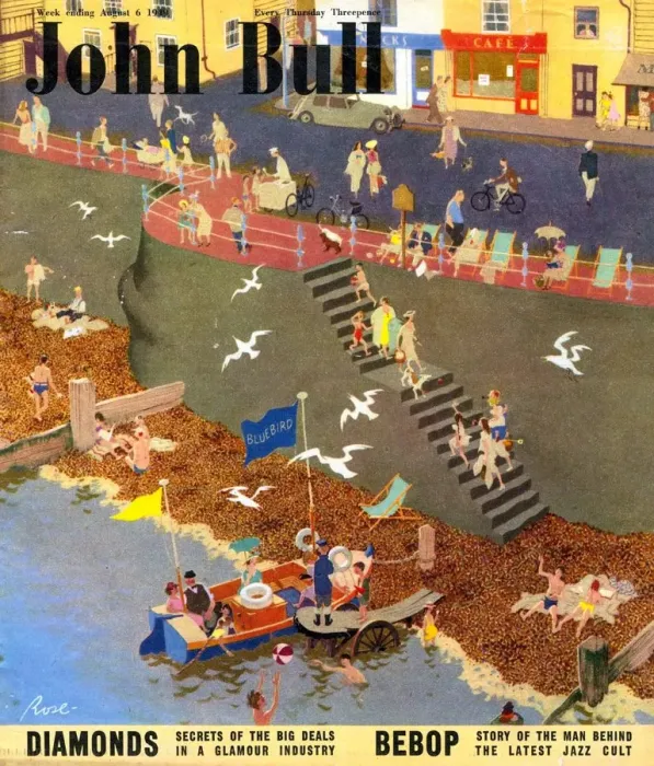Framed Print : John Bull 1949 1940s UK holidays beaches seaside boats trips round the harbor magazines Framed Print : John Bull 1949 1940s UK holidays beaches seaside boats trips round the harbor magazines