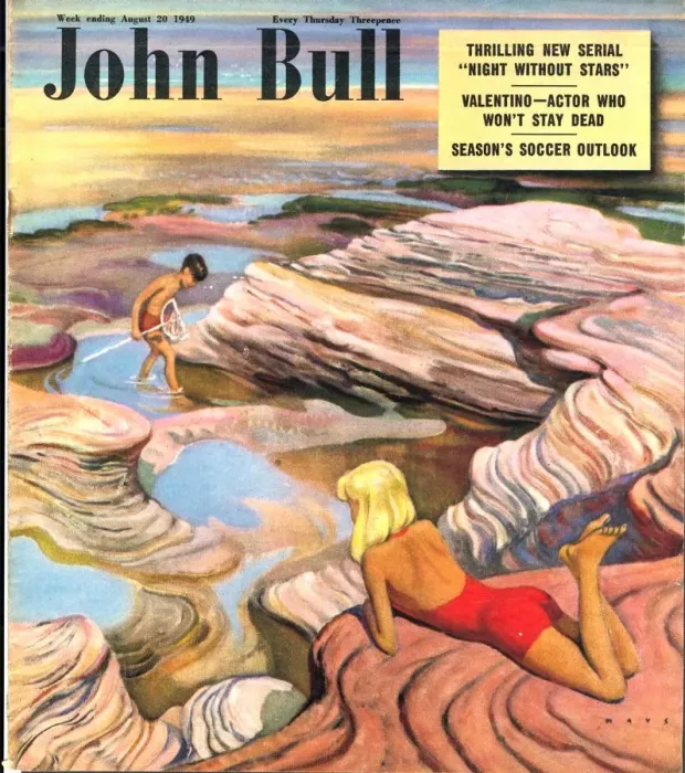 Framed Print : John Bull 1949 1940s UK holidays rocks rock pools fishing nets exploration beaches Framed Print : John Bull 1949 1940s UK holidays rocks rock pools fishing nets exploration beaches
