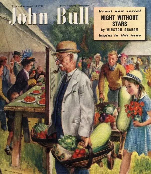 Framed Print : John Bull 1949 1940s UK villages fetes vegetables flowers show magazines horticulture