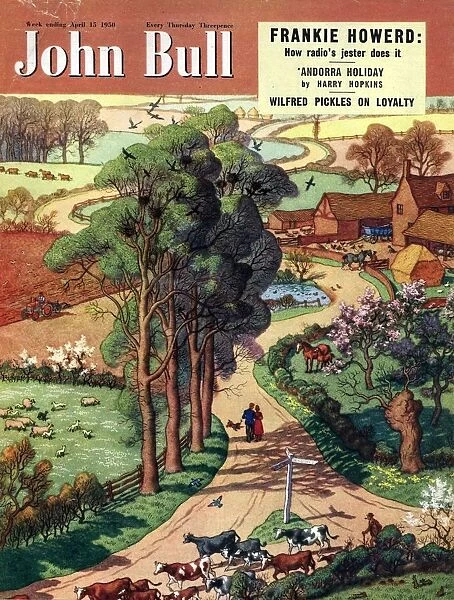 John Bull 1950 1950s UK country roads, countryside, farms, a walk in the, summer